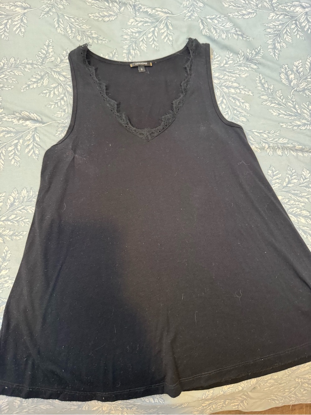 Stella & Dot Black Lace-Trim V-Neck Tank